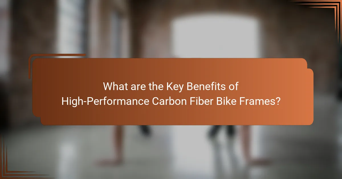What are the Key Benefits of High-Performance Carbon Fiber Bike Frames?